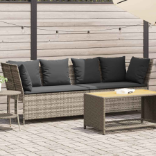 vidaXL világosszürke polyrattan kerti kanapé párnával kerti bútor