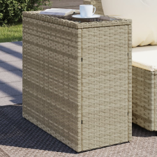 vidaXL világosszürke polyrattan kerti kisasztal üveg lappal58x27,5x55cm kerti bútor