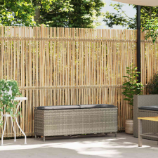 vidaXL világosszürke polyrattan kerti pad párnával 110x30x40,5 cm (4104159) kerti bútor