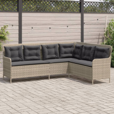 vidaXL világosszürke polyrattan L-alakú kerti kanapé párnákkal kerti bútor