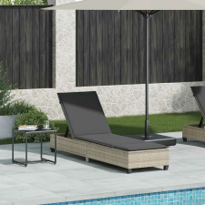 vidaXL világosszürke polyrattan napozóágy párnákkal 55x200x25,5 cm kerti bútor
