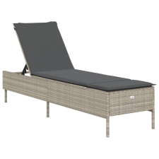 vidaXL világosszürke polyrattan napozóágy párnával kerti bútor