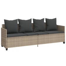 vidaXL világosszürke polyrattan napozóágy párnával (368349) kerti bútor