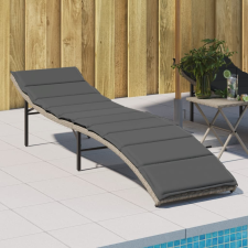 vidaXL világosszürke polyrattan napozóágy párnával 55x199x50 cm kerti bútor