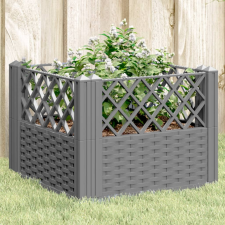 vidaXL világosszürke PP kerti virágláda cövekekkel 43,5x43,5x43,5 cm kerti tárolás