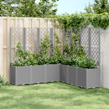 vidaXL világosszürke PP rácsos kerti ültetőláda 160 x 160 x 140 cm kerti tárolás