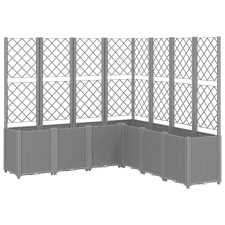 vidaXL világosszürke PP rácsos kerti ültetőláda 160 x 160 x 140 cm (367882) kerti tárolás