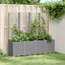 vidaXL világosszürke PP rácsos kerti ültetőláda 160 x 40 x 140 cm kerti tárolás