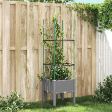 vidaXL Világosszürke pp rácsos kerti ültetőláda 40 x 40 x 142,5 cm kerti tárolás