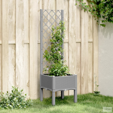 vidaXL Világosszürke PP rácsos kerti ültetőláda 40 x 40 x 142 cm kerti tárolás
