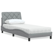 vidaXL világosszürke szövet ágy matraccal 90x190 cm ágy és ágykellék