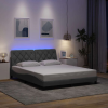 vidaXL világosszürke szövet ágykeret LED-es matrac nélkül 160 x 200 cm