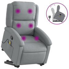 vidaXL világosszürke szövet felállást segítő dönthető masszázsfotel (3204176) masszázsfotel