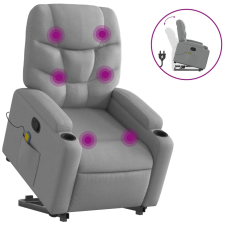 vidaXL világosszürke szövet felállást segítő dönthető masszázsfotel (3204608) masszázsfotel