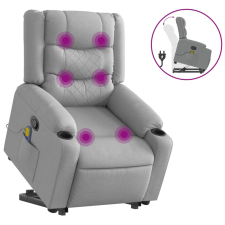 vidaXL világosszürke szövet felállást segítő dönthető masszázsfotel (3206576) masszázsfotel