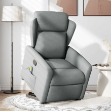 vidaXL világosszürke szövet felállást segítő dönthető masszázsfotel (3303144) masszázsfotel