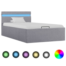 vidaXL világosszürke szövet LED-es ágy hidraulikus tárolóval 100x200cm ágy és ágykellék