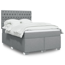 vidaXL világosszürke szövet rugós ágy matraccal 140 x 190 cm ágy és ágykellék