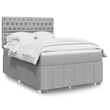 vidaXL világosszürke szövet rugós ágy matraccal 140 x 190 cm ágy és ágykellék