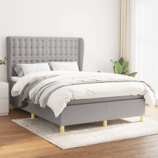 vidaXL világosszürke szövet rugós ágy matraccal 140 x 190 cm ágy és ágykellék