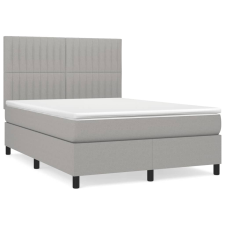 vidaXL világosszürke szövet rugós ágy matraccal 140 x 190 cm (3141929) ágy és ágykellék