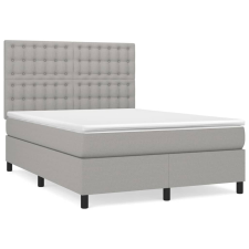 vidaXL világosszürke szövet rugós ágy matraccal 140 x 190 cm (3142089) ágy és ágykellék