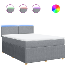 vidaXL világosszürke szövet rugós ágy matraccal 140 x 190 cm (3289744) ágy és ágykellék