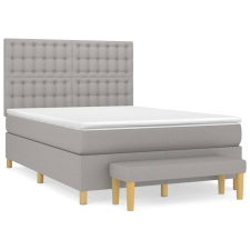 vidaXL világosszürke szövet rugós ágy matraccal 140 x 200 cm (3137477) ágy és ágykellék