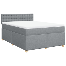 vidaXL világosszürke szövet rugós ágy matraccal 160 x 200 cm (3286745) ágy és ágykellék