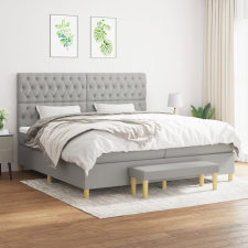 vidaXL világosszürke szövet rugós ágy matraccal 200 x 200 cm ágy és ágykellék