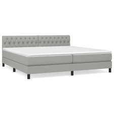 vidaXL világosszürke szövet rugós ágy matraccal 200 x 200 cm (3140321) ágy és ágykellék