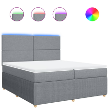 vidaXL világosszürke szövet rugós ágy matraccal 200 x 200 cm (3294456) ágy és ágykellék