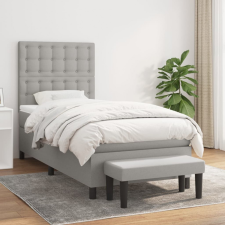 vidaXL világosszürke szövet rugós ágy matraccal 90 x 200 cm ágy és ágykellék