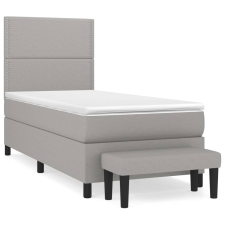 vidaXL világosszürke szövet rugós ágy matraccal 90 x 200 cm (3136485) ágy és ágykellék