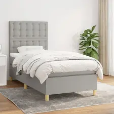 vidaXL világosszürke szövet rugós ágy matraccal 90x190 cm ágy és ágykellék