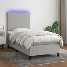 vidaXL világosszürke szövet rugós és LED-es ágy matraccal 100x200 cm ágy és ágykellék