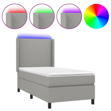 vidaXL világosszürke szövet rugós és LED-es ágy matraccal 100x200 cm (3138133) ágy és ágykellék