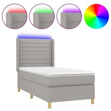 vidaXL világosszürke szövet rugós és LED-es ágy matraccal 100x200 cm (3138933) ágy és ágykellék