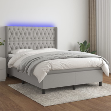 vidaXL világosszürke szövet rugós és LED-es ágy matraccal 140x190 cm ágy és ágykellék