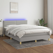 vidaXL világosszürke szövet rugós és LED-es ágy matraccal 140x190 cm ágy és ágykellék