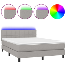 vidaXL világosszürke szövet rugós és LED-es ágy matraccal 140x190 cm (3133149) ágy és ágykellék