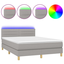 vidaXL világosszürke szövet rugós és LED-es ágy matraccal 140x190 cm (3133789) ágy és ágykellék