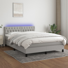 vidaXL világosszürke szövet rugós és LED-es ágy matraccal 140x200 cm ágy és ágykellék