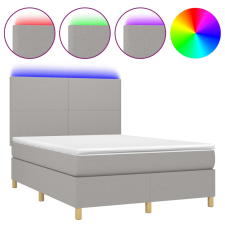 vidaXL világosszürke szövet rugós és LED-es ágy matraccal 140x200 cm (3135277) ágy és ágykellék