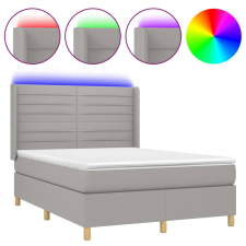 vidaXL világosszürke szövet rugós és LED-es ágy matraccal 140x200 cm (3138957) ágy és ágykellék