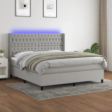vidaXL világosszürke szövet rugós és LED-es ágy matraccal 160x200 cm ágy és ágykellék