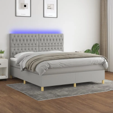 vidaXL világosszürke szövet rugós és LED-es ágy matraccal 160x200 cm ágy és ágykellék