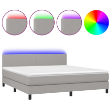 vidaXL világosszürke szövet rugós és LED-es ágy matraccal 160x200 cm (3133013) ágy és ágykellék