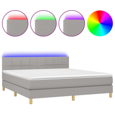 vidaXL világosszürke szövet rugós és LED-es ágy matraccal 160x200 cm (3133733) ágy és ágykellék