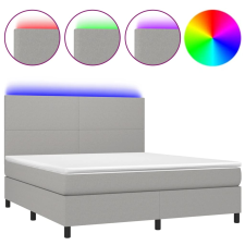 vidaXL világosszürke szövet rugós és LED-es ágy matraccal 160x200 cm (3134733) ágy és ágykellék